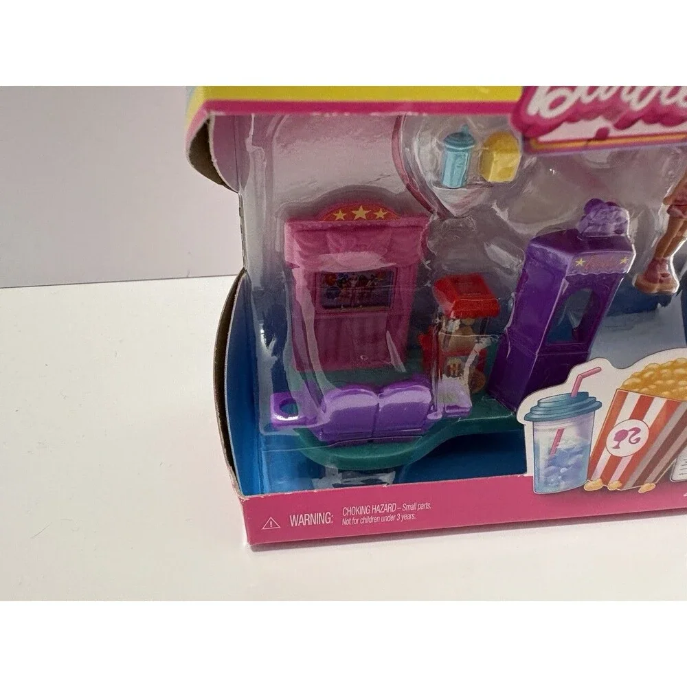 Mini Barbie Land Doll Set Movie Theatre Popcorn & Free Gift NEW